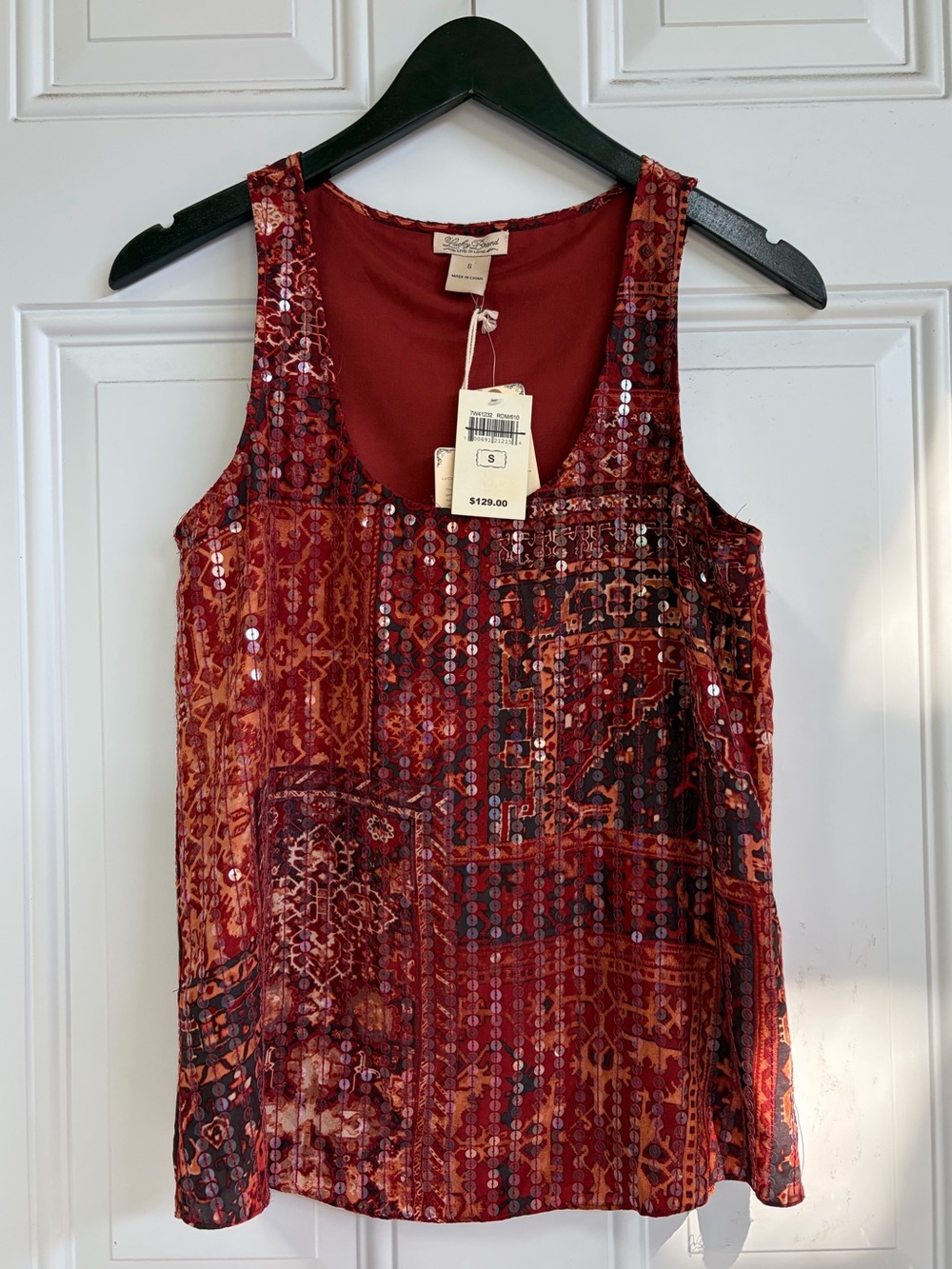 Lucky Brand Red Multi-Tone Sequin Embellished Tank